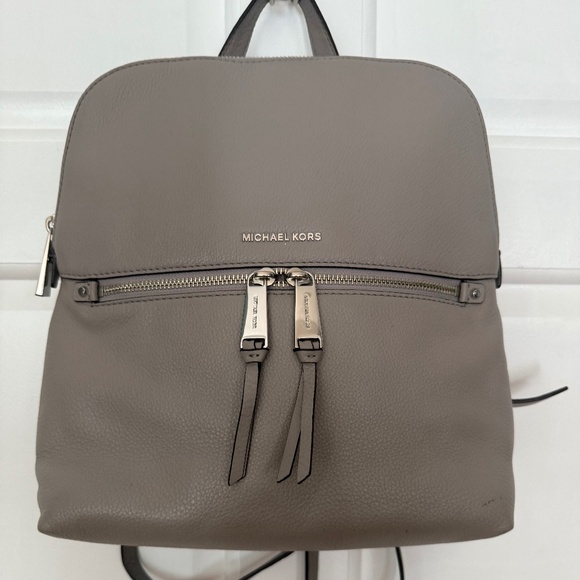 Michael Kors gray leather backpack - Picture 1 of 10